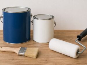 塗料缶・刷毛・ローラーのセット